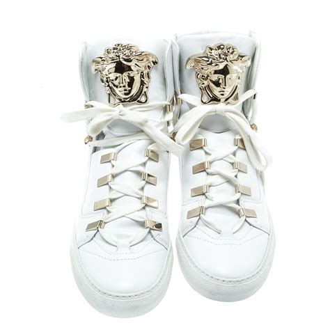 white leather medusa high top sneakers from versace|Versace Medusa aevitas.